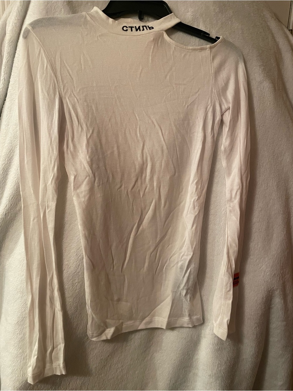Heron Preston White Long-Sleeve Mock Neck Top